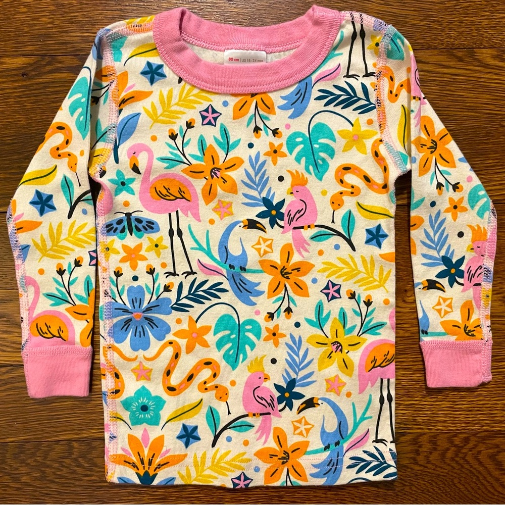 Hanna Andersson Flamingo & Flowers Pajamas Top Size 80 cm or 18-24 Months